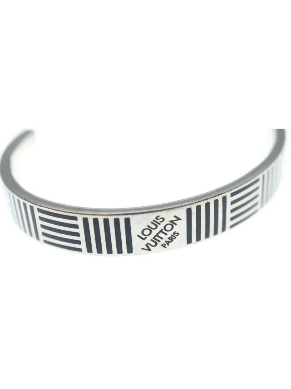 Louis Vuitton Damier Color Bracelet Silver Black Metal